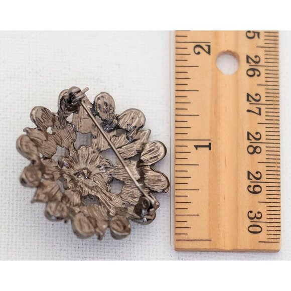 Vintage Art Nouveau Ruby Orchid Brooch - T13 - Picture 2 of 2